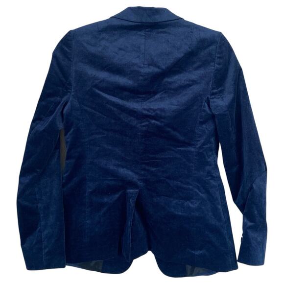 BANANA REPUBLIC Long and Lean Blazer Blue Velvet Size 2 Holiday Party Navy - Picture 3 of 6